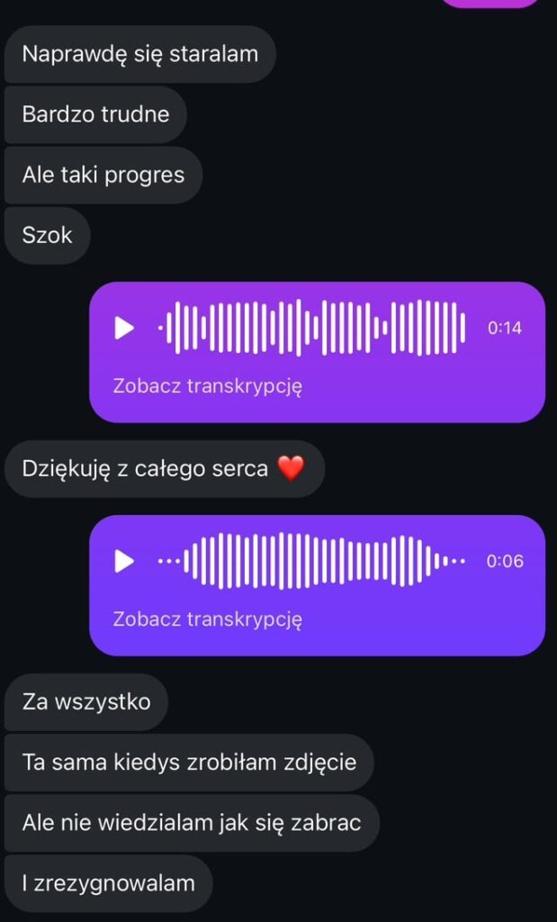 Pierwsze zdjęcie opinii zachwyconej klientki ze szkolenia Zuzanna Wilmowicz
